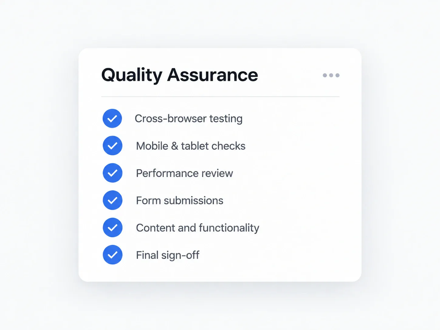 Quality assurance checklist