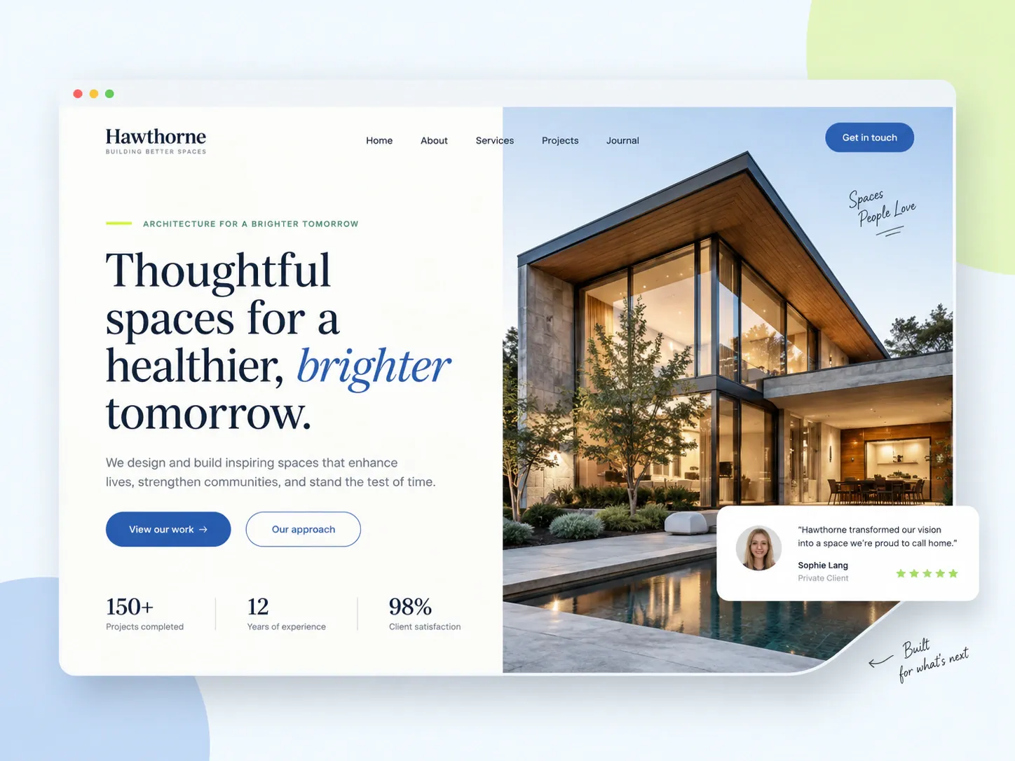 Example custom WordPress website for an architecture practice